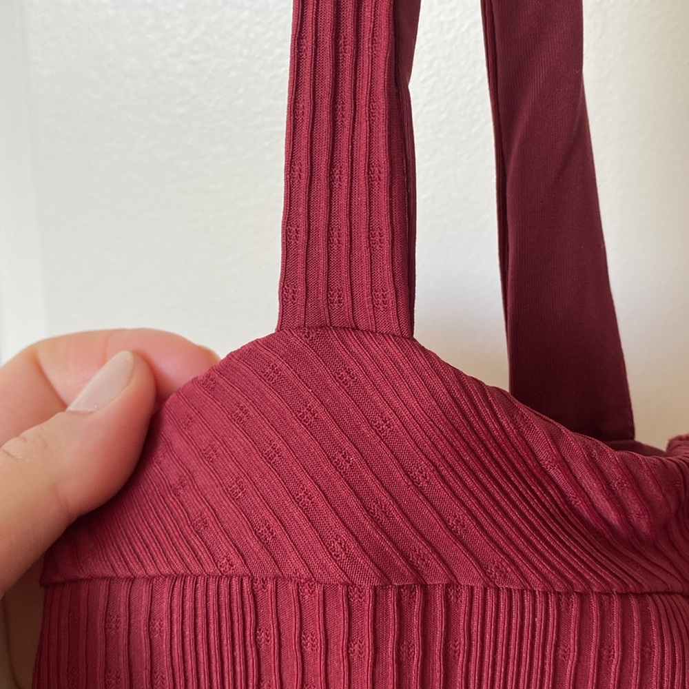 NWT L*SPACE Pointelle Rib Cha Cha One Piece Swimsuit Size 8 Burgundy - Picture 9 of 12
